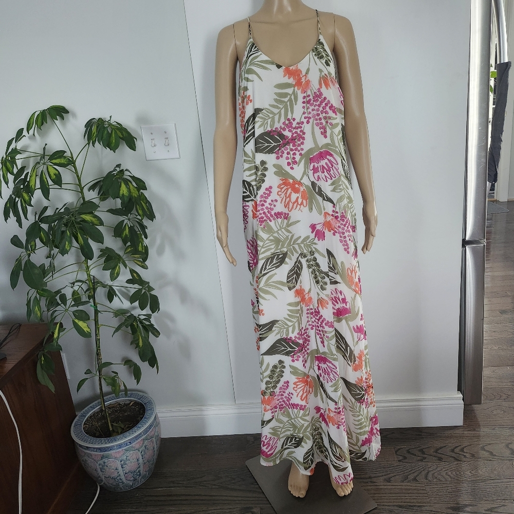 OLD NAVY Chiffon Spaghetti Strap Maxi Dress Size‎ Large Multicolor Beach Flowy